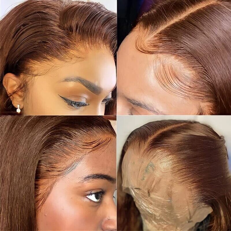 250 Density Body Wave Lace Front Wig 30Inch Ginger Chocolate Brown Hd