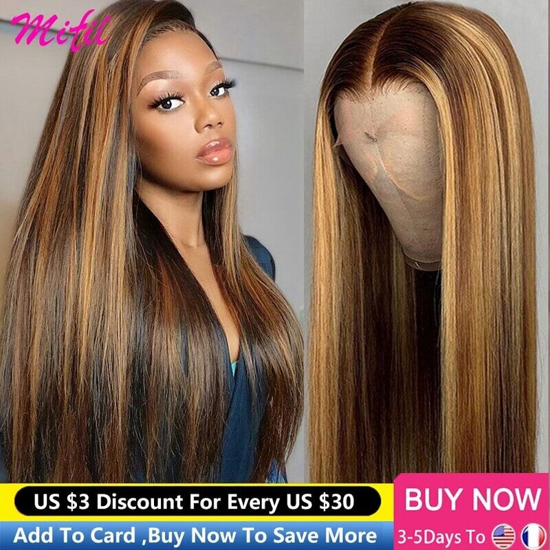 Hd Straight Highlight Wig Lace Front Human Hair Wigs For Women Lace
