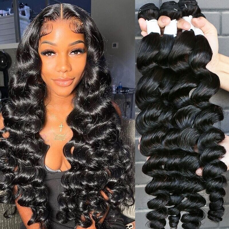 28 30 Inch Peruvian Hair Weave Bundles Raw Human Hair Bundles Loose