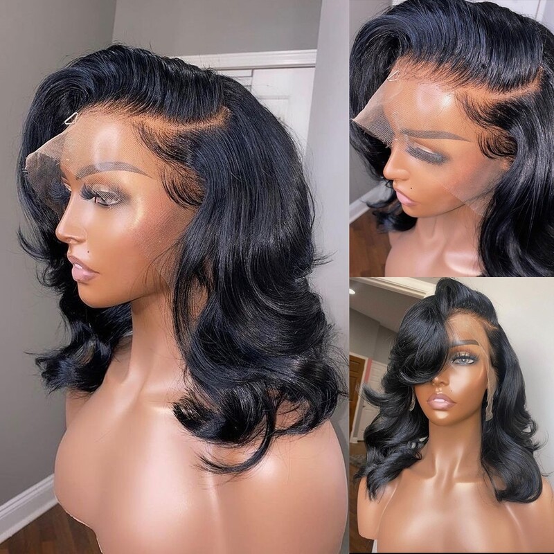 250% Density 13x6 Body Wave Lace Frontal Bob Wig 13x4 Human Hair Wigs