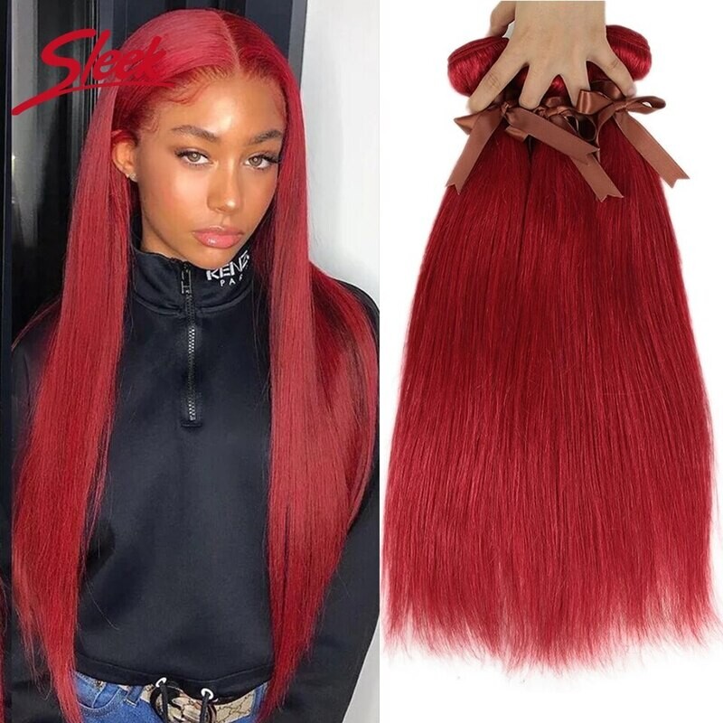 Sleek Mink Red Blonde Color Peruvian Straight Hair Weave Bundles 8 To