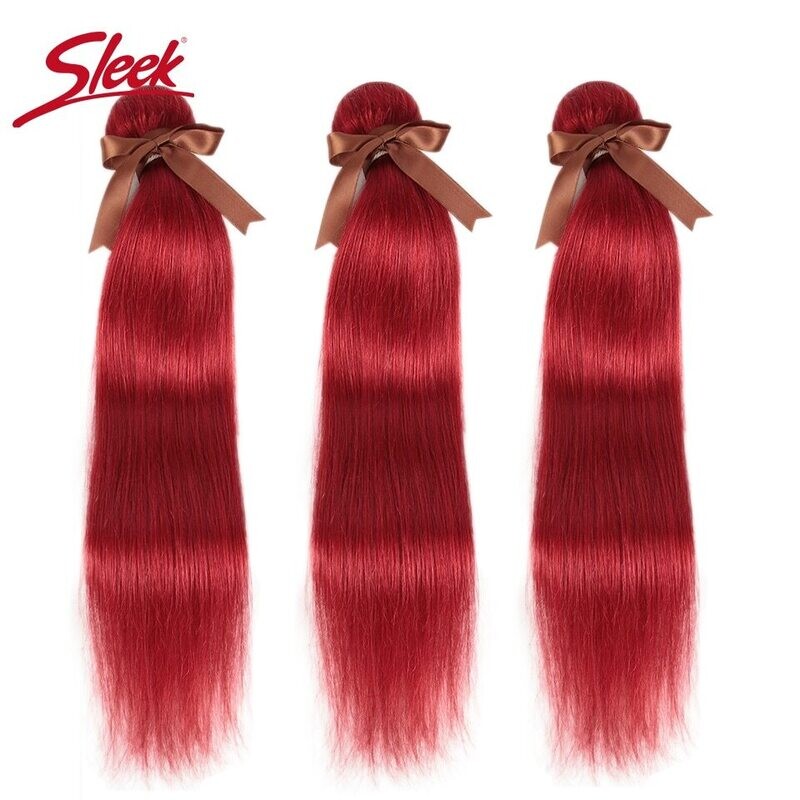 Sleek Mink Red Blonde Color Peruvian Straight Hair Weave Bundles 8 To