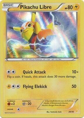 Pikachu Libre - 30/30 - Pikachu Libre Trainer Kit Holo XY Trainer Kit: Pikachu Libre and Suicune