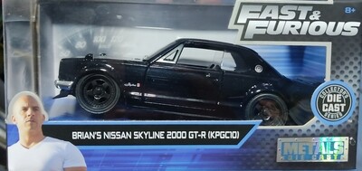 Fast Furious Brian&#39;s Nissan Skyline 2000 GT-R KPGC10 Metal Die Cast Jada 1/32