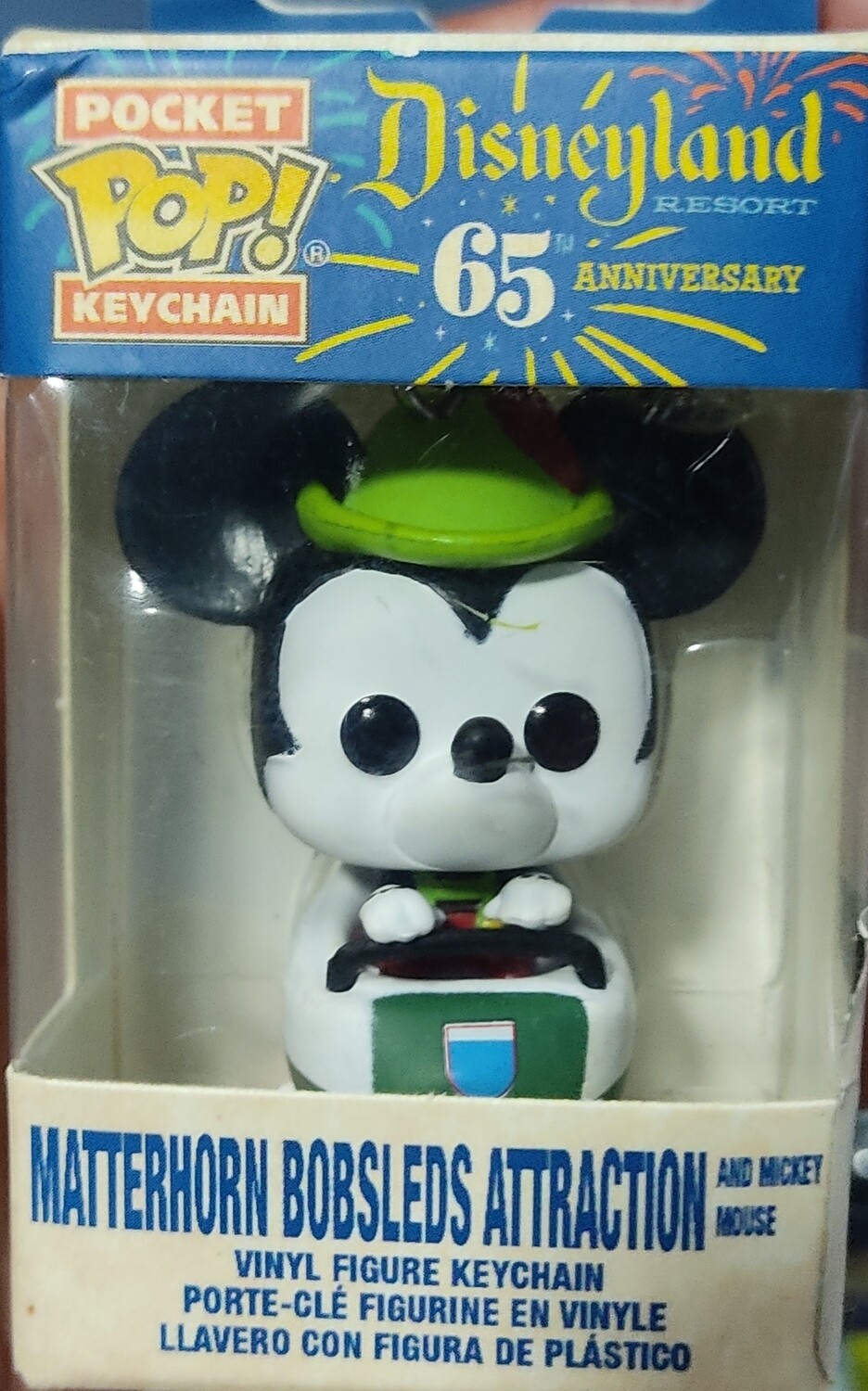 Disneyland 65 Anniversary Matterhorn Bobsleds Attraction and Mickey Mouse Pocket Pop Keychain