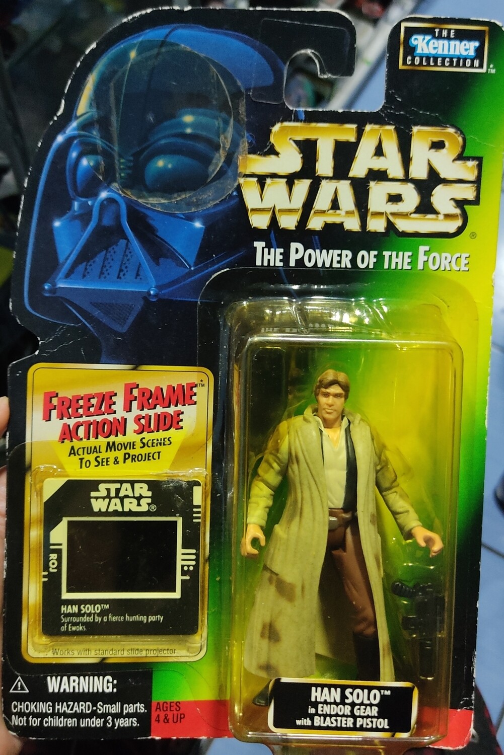 Han Solo in Endor Gear with Blaster Pistol Star Wars The Power of the Force Blister