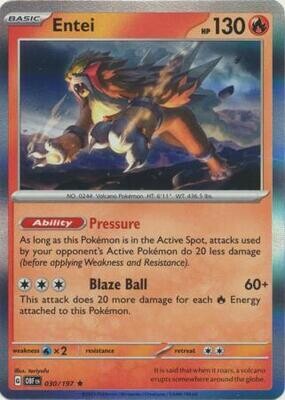 Entei - 030/197 - Holo Rare Obsidian Flames Singles