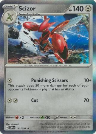 MY01 Scizor - 141/197 - Holo Rare
Obsidian Flames Singles (Español)
