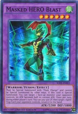 Masked HERO Blast - RATE-ENSE2 - Super Rare Limited Edition Raging Tempest 1st Edition Singles