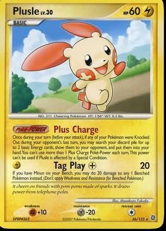 Plusle - 36/132 - Rare
Diamond &amp; Pearl: Secret Wonders Singles
