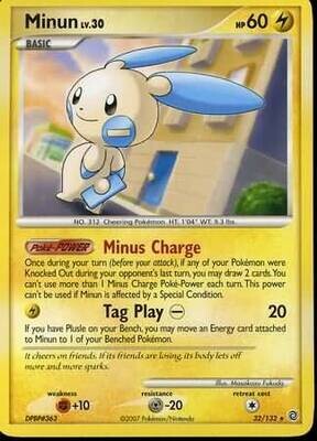 Minun - 32/132 - Rare
Diamond &amp; Pearl: Secret Wonders Singles