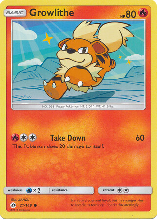 Growlithe - 21/149 - Common
Sun &amp; Moon (Base Set) Singles