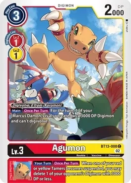 Agumon - Versus Royal Knights (BT13)
Versus Royal Knights