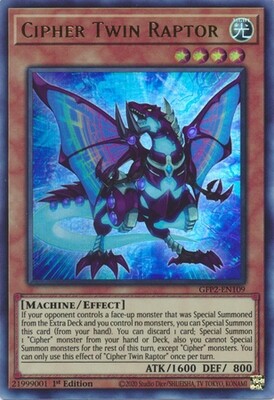 Cipher Twin Raptor - GFP2-EN109 - Ultra Rare 1st Edition Ghosts From The Past: The 2nd Haunting 1st Edition Singles