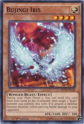Bujingi Ibis - MP14-EN146 - Common 1st Edition
Yu-Gi-Oh! 2014 Mega-Tins Singles