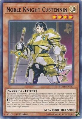 Noble Knight Custennin - MP19-EN141 - Rare 1st Edition Yu-Gi-Oh! 2019 Mega-Tins: Gold Sarcophagus Tin Mega Pack Singles(español)