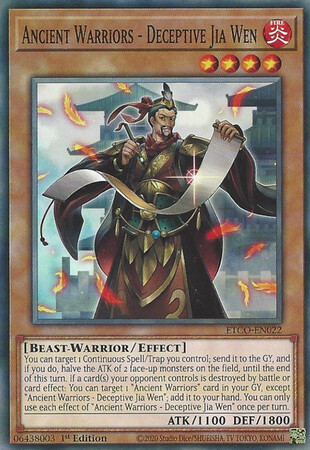 Ancient Warriors - Deceptive Jia Wen - ETCO-EN022 - Common 1st Edition Eternity Code 1st Edition Singles (espanol)
