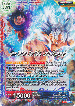 Son Goku | Ultra Instinct Son Goku, Limits Surpassed - BT9-100 - Uncommon
Universal Onslaught Singles