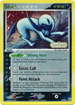 Absol - 15/92 - Rare Reverse Holo
Ex Legend Maker Reverse Holo Singles