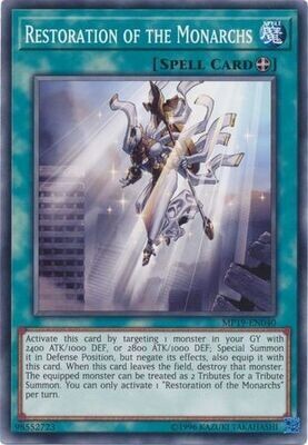 Restoration of the Monarchs - MP19-EN040 - Common Unlimited
Yu-Gi-Oh! 2019 Mega-Tins: Gold Sarcophagus Tin Mega Pack Unlimited Singles(español)