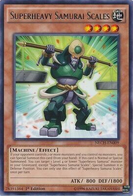 Superheavy Samurai Scales - NECH-EN009 - Rare 1st Edition The New Challengers (NECH) 1st Edition Singles (espanol)