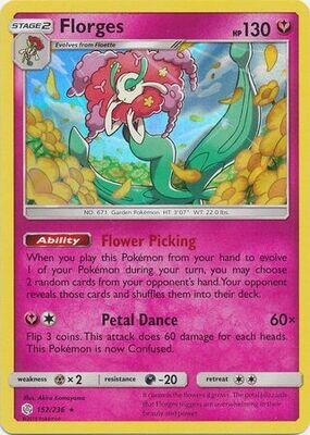 Florges - 152/236 - Holo Rare
Sun &amp; Moon: Cosmic Eclipse Singles