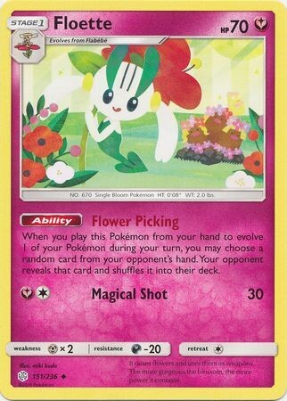 Floette - 151/236 - Uncommon
Sun &amp; Moon: Cosmic Eclipse Singles -español-