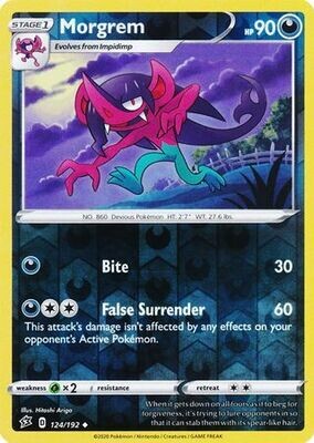 Morgrem - 124/192 - Uncommon Reverse Holo
Sword &amp; Shield: Rebel Clash Reverse Holo Singles