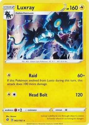 Luxray - 062/192 - Holo Rare Sword &amp; Shield: Rebel Clash Singles