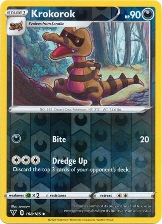 Krokorok - 108/185 - Uncommon Reverse Holo Sword &amp; Shield: Vivid Voltage Reverse Holo Singles