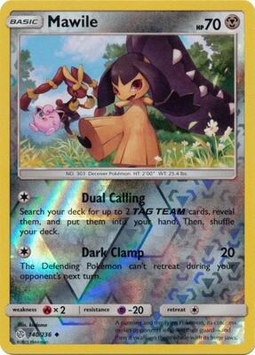 Mawile - 140/236 - Uncommon Reverse Holo
Sun &amp; Moon: Cosmic Eclipse Reverse Holo Singles