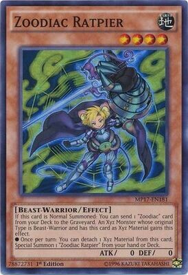 Zoodiac Ratpier - MP17-EN181 - Super Rare 1st Edition 2017 Mega-Tins 1st Edition Singles
