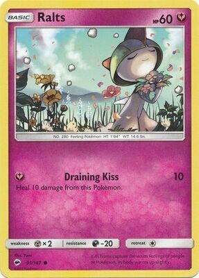 Ralts - 91/147 - Common
Sun &amp; Moon: Burning Shadows Singles