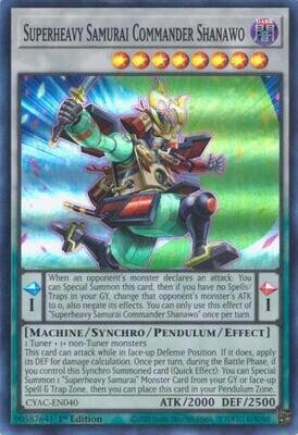 Superheavy Samurai Commander Shanawo - CYAC-EN040 - Super Rare 1st Edition
Cyberstorm Access 1st Edition Singles