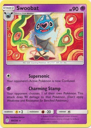 Swoobat - 88/236 - Rare
Sun &amp; Moon: Cosmic Eclipse Singles