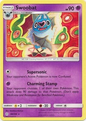 Swoobat - 88/236 - Rare
Sun &amp; Moon: Cosmic Eclipse Singles