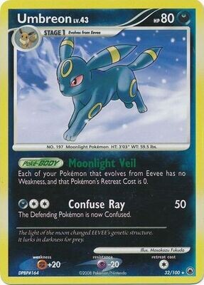 Umbreon - 32/100 - Rare Reverse Holo
Diamond &amp; Pearl: Majestic Dawn Reverse Holo Singles