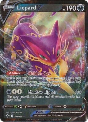 Liepard V - 104/198 - Ultra Rare
Sword &amp; Shield: Chilling Reign Singles