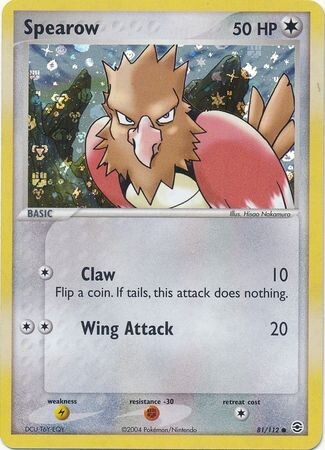 TS Spearow - 81/112 - Common Reverse Holo
Ex Fire Red &amp; Leaf Green Reverse Holo Singles