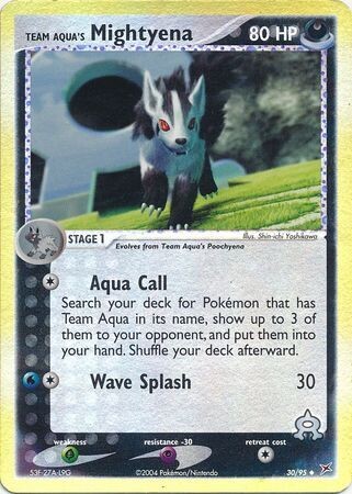 TS Team Aqua&#39;s Mightyena - 30/95 - Uncommon Reverse Holo
Ex Team Magma vs. Team Aqua Reverse Holo Singles