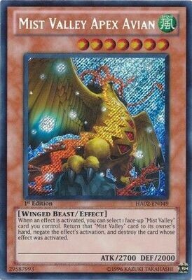 SJ Mist Valley Apex Avian - HA02-EN049 - Secret Rare 1st Edition
Hidden Arsenal 2 [HA02] 1st Edition Singles
