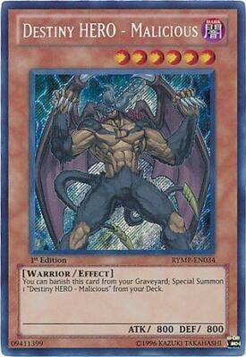 Destiny Hero - Malicious - RYMP-EN034 - Secret Rare 1st Edition
Ra Yellow Mega Pack 1st Edition Singles