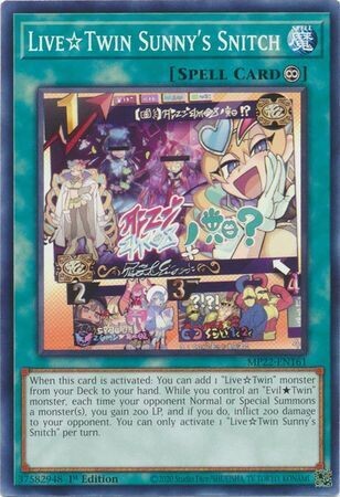 Live Twin Sunny&#39;s Snitch - MP22-EN161 - Common 1st Edition 2022 Mega-Tin: Pharaoh&#39;s Gods 1st Edition Singles