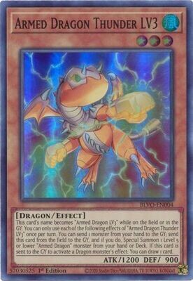 Armed Dragon Thunder LV3 - BLVO-EN004 - Super Rare 1st Edition Blazing Vortex 1st Edition Singles