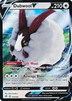 Dubwool V - 153/192 - Ultra Rare
Sword &amp; Shield: Rebel Clash Singles