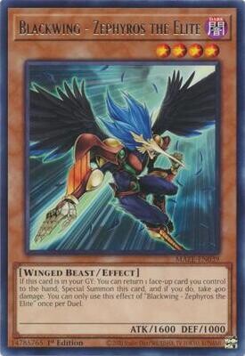 Blackwing - Zephyros the Elite - MAZE-EN039 - Rare 1st Edition Maze of Memories 1st Edition Singles