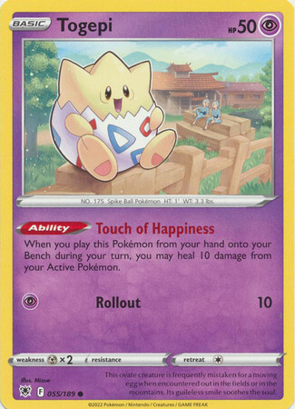 Togepi - 055/189 - Common
Sword &amp; Shield: Astral Radiance Singles
