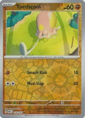 MY01 Toedscool - 118/197 - Common Reverse Holo
Obsidian Flames Reverse Holo Singles