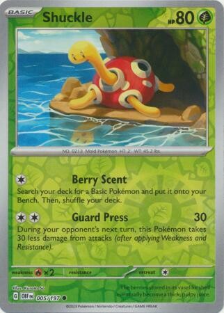 MY01 Shuckle - 005/197 - Common Reverse Holo Obsidian Flames Reverse Holo Singles