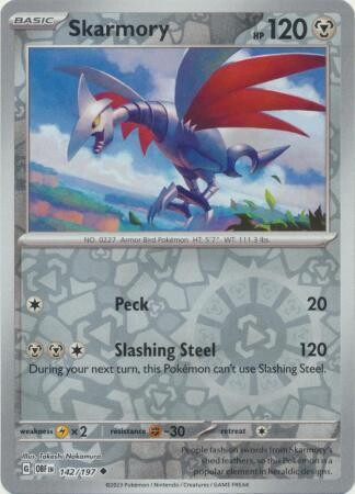 Skarmory - 142/197 - Uncommon Reverse Holo
Obsidian Flames Reverse Holo Singles